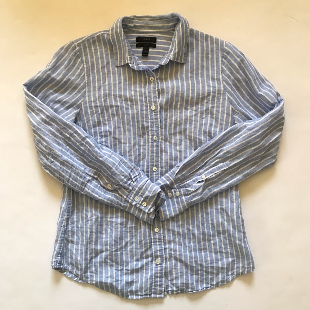 J CREW BUTTON DOWN BLUE STRIPE PERFECT SIZE 6